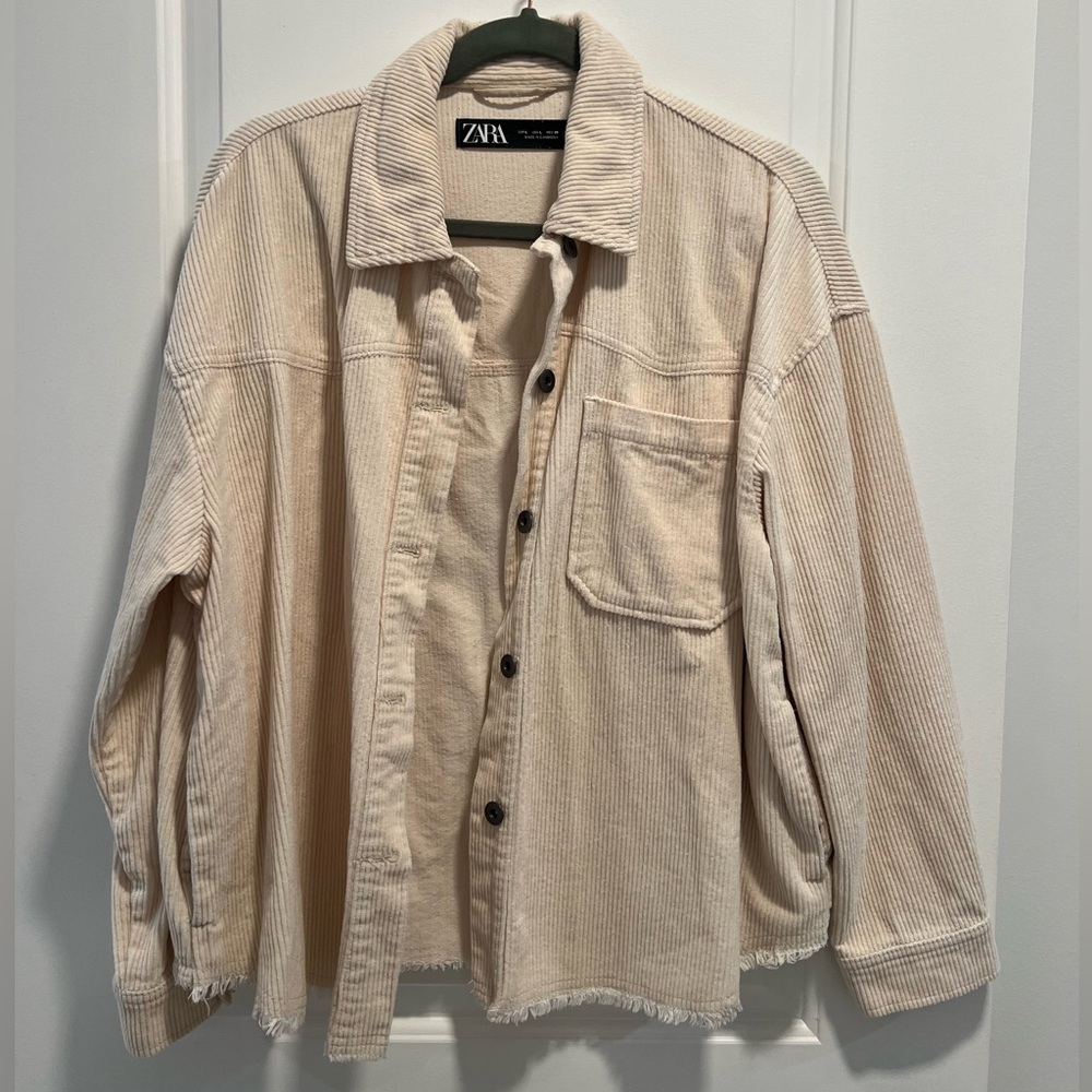 Zara Cream Corduroy Shacket Size Large